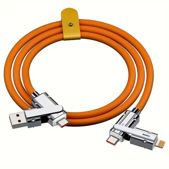 4 in 1 Data Cable USB to Lightning Cable iPhone Android USB C to Type C Cable - Picture 1 of 10